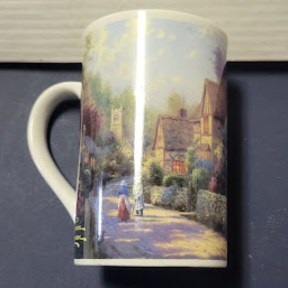 Vintage 1998 Thomas Kinkade "Cobblestone Village" Coffee Mug Cup - Picture 2 of 4